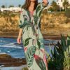 Frau MYMARINI Kleider | Slim Kaftan 24 Tropical-Print